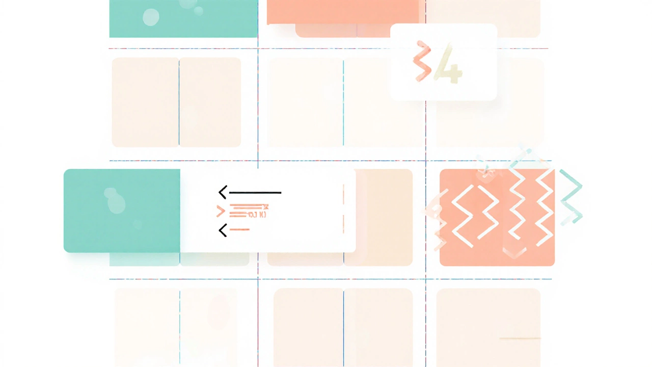 Illustration of a 12‑column fluid grid with highlighted columns representing responsive layout.