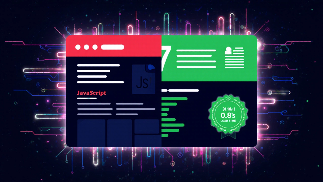 Split-screen: slow website vs optimized fast-loading site.